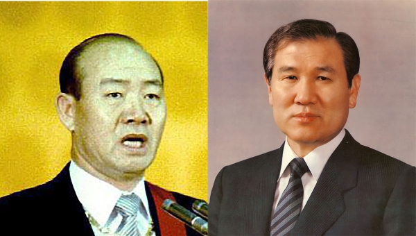 故全斗煥元大統領（左）と故盧泰愚元大統領。大統領記録館より引用したものを筆者が加工した。